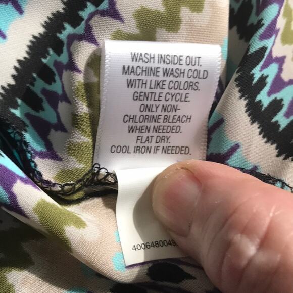 NWT Dana Buchman Sz M Asymmetrical Aztec print Sleeveless tie front shift dress - Picture 8 of 8